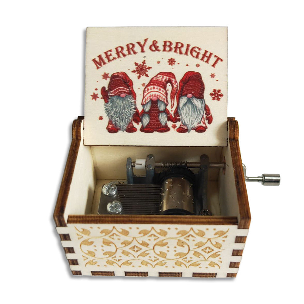 Hand-Crank Wooden Christmas Music Box