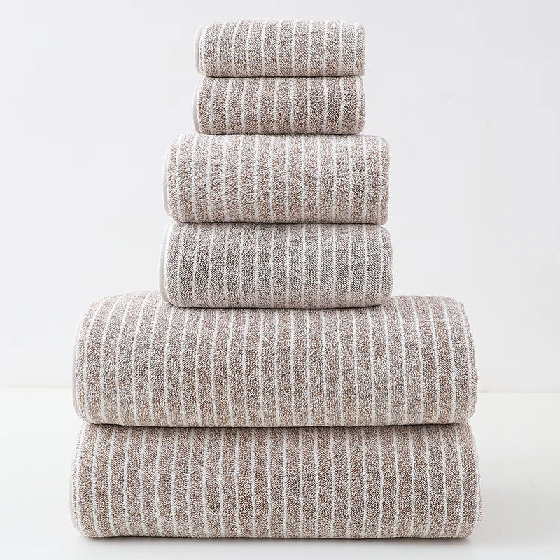Wide Narrow Striped Towel Set Coral Fleece