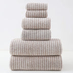 Wide Narrow Striped Towel Set Coral Fleece