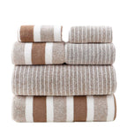 Wide Narrow Striped Towel Set Coral Fleece