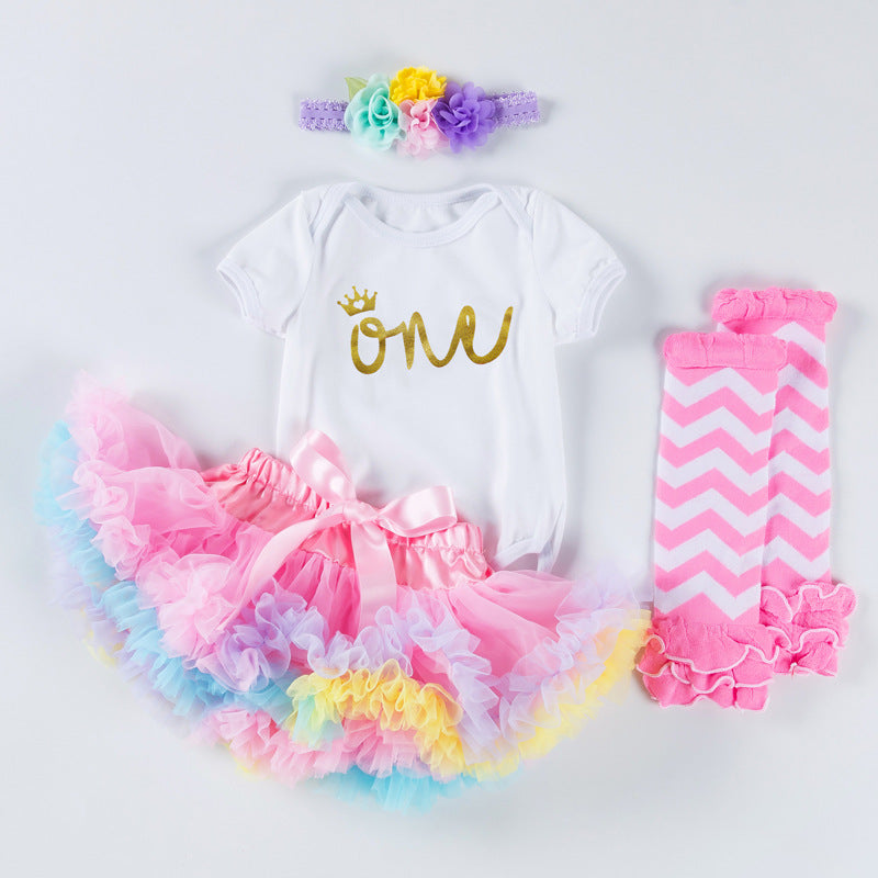 Baby Birthday Dress Alphabet Romper