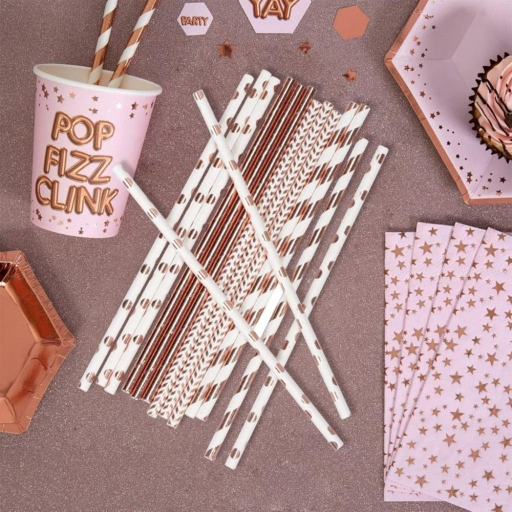 120-pack Rose Gold Paper Party Supplies 4