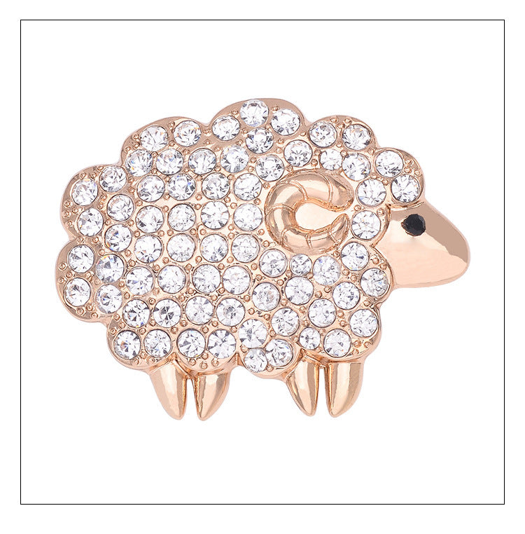 Zodiac Sheep Brooch Rhinestone