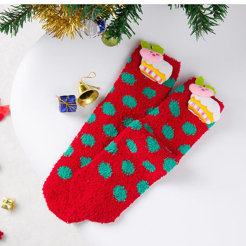 Coral Fleece Christmas Socks