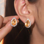Explosions All Copper Earrings Drop Ruby Rhinestone