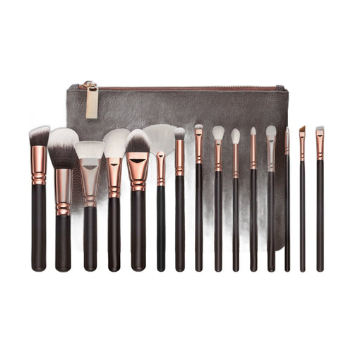 15-Piece Rose Gold Brush Set with Bag