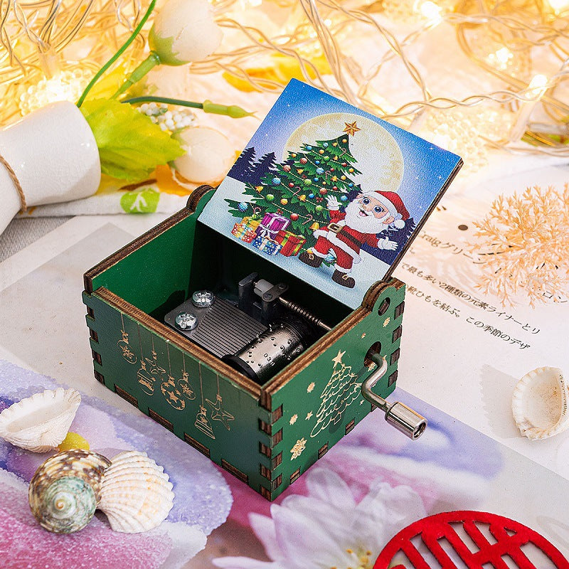 Hand-Crank Wooden Christmas Music Box
