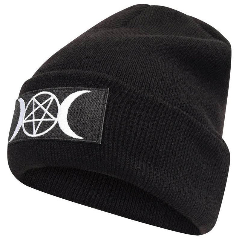 Star Goth Beanie Embroidery Knitted Hat