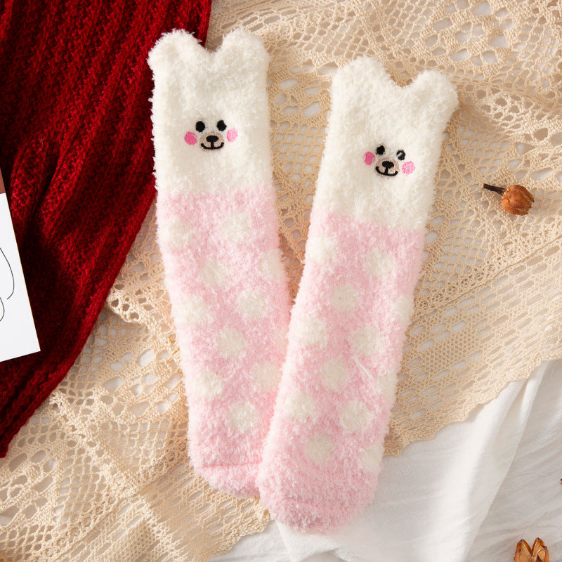 Coral Fleece Christmas Tube Socks