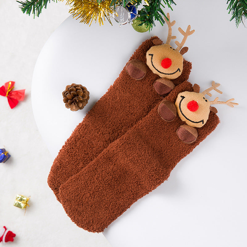 Coral Fleece Christmas Socks
