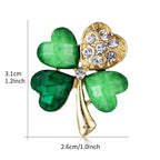 Four-leaf Clover Brooch Rhinestone Alloy