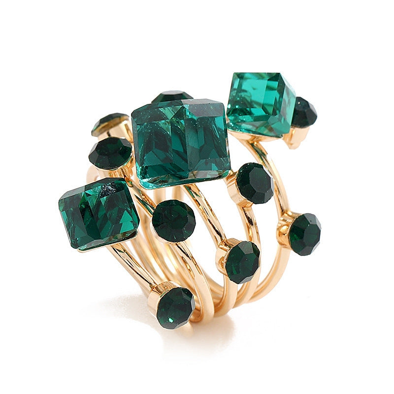 Boho Stackable Gemstone Rings Set Colorful Crystal
