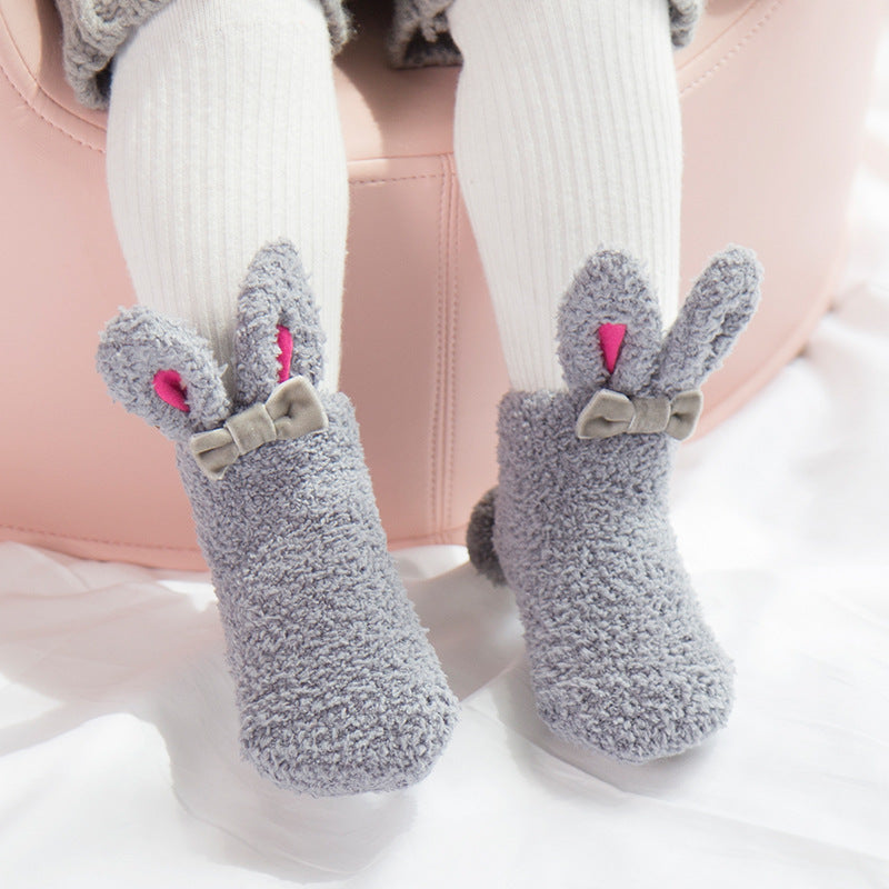 Coral Fleece Baby Socks Newborn Soft Rabbit