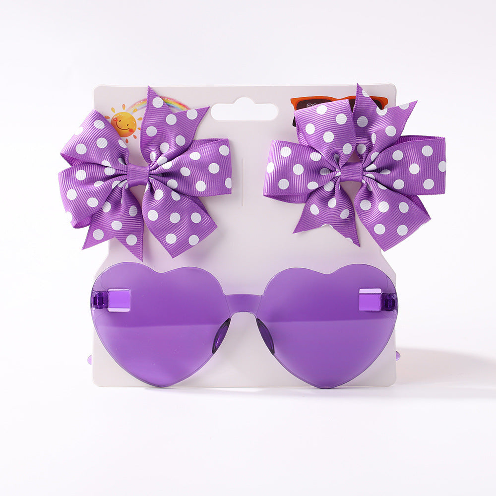 Kids' Bow Hair Clip and Sunglasses Set