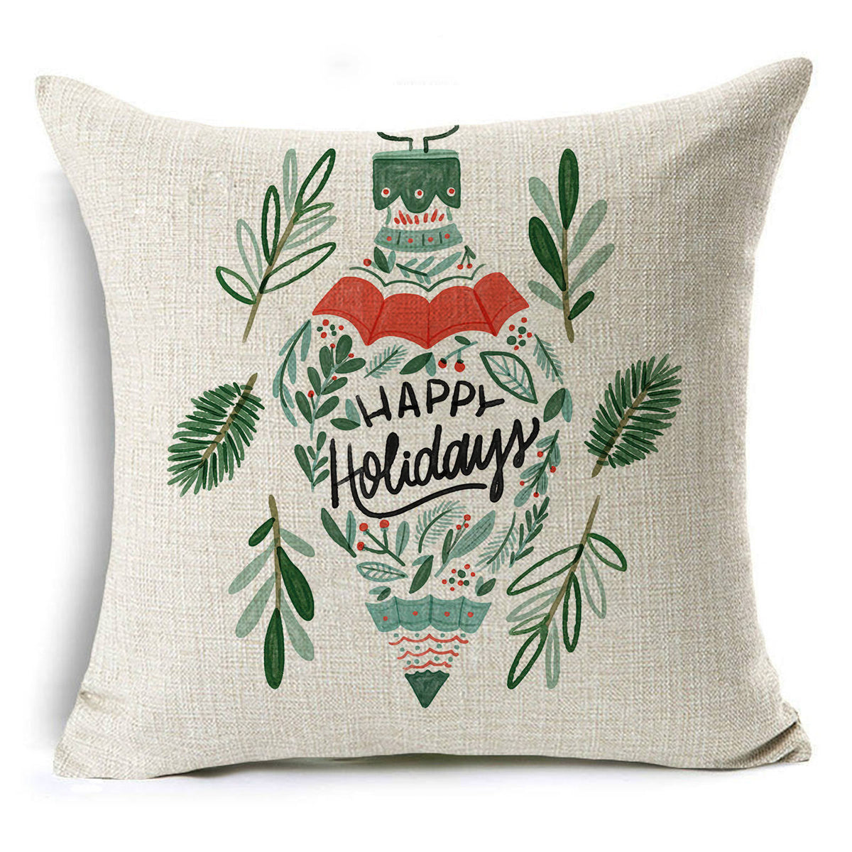 Colourful Linen Christmas Cushion Cover, 45 x 45 cm