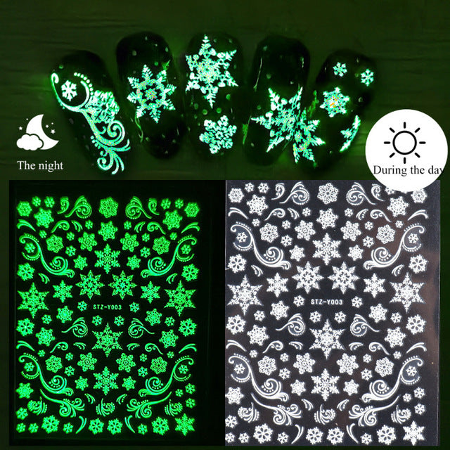 Glow-in-the-Dark Christmas Nail Stickers