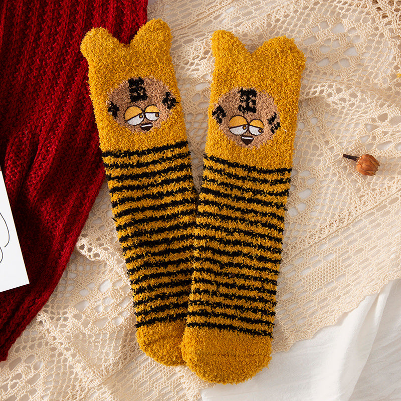 Coral Fleece Christmas Tube Socks
