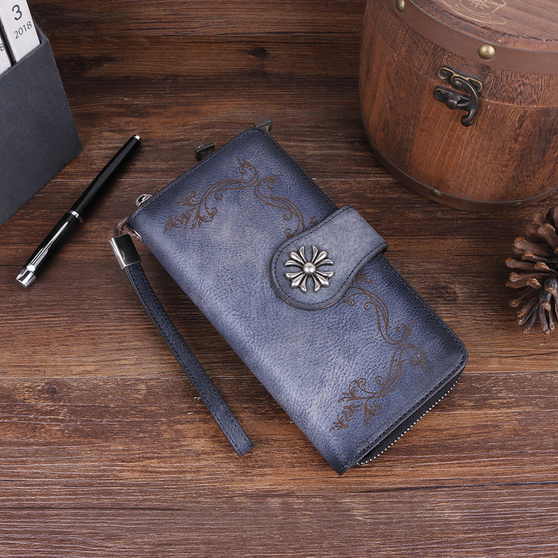 Cowhide Hand-polished Long Wallet