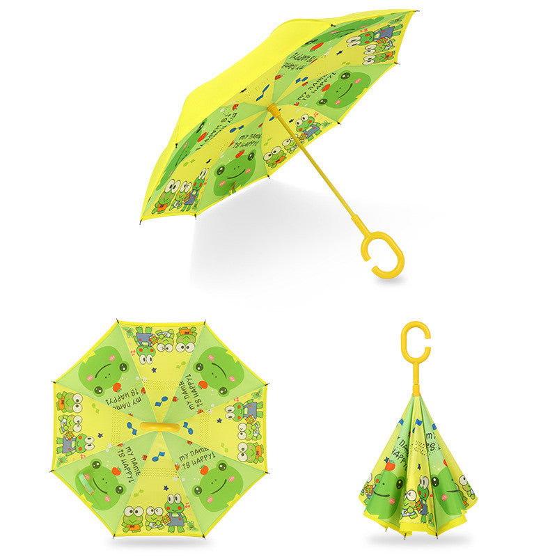 Children's Colorful Handle Reverse Umbrella Set Baby
