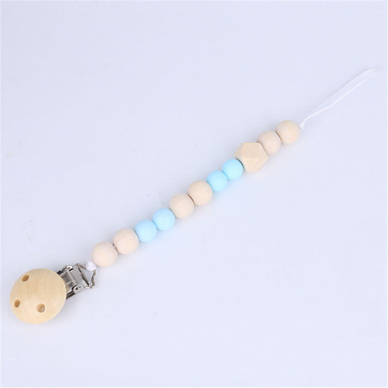 Wood & Silicone Bead Pacifier Chain