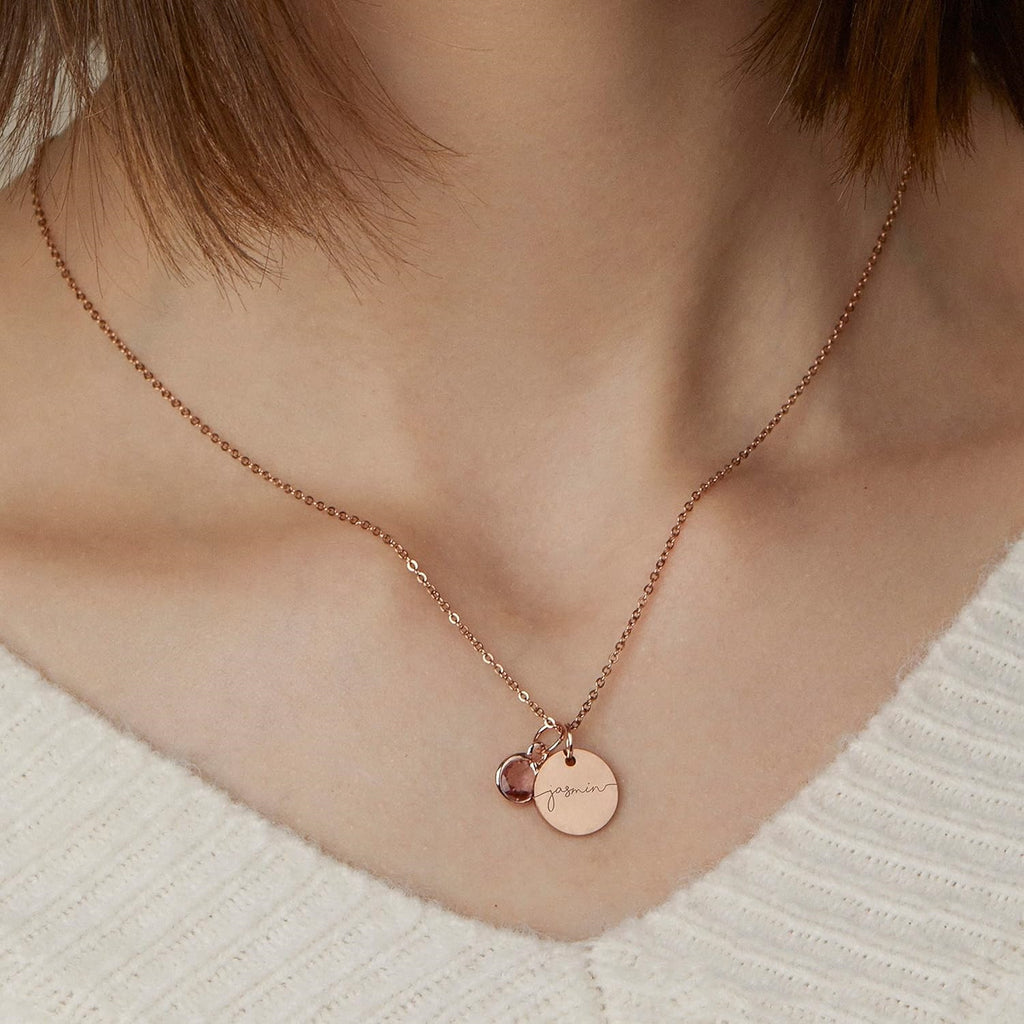 Personalised Birthstone Disc Necklace