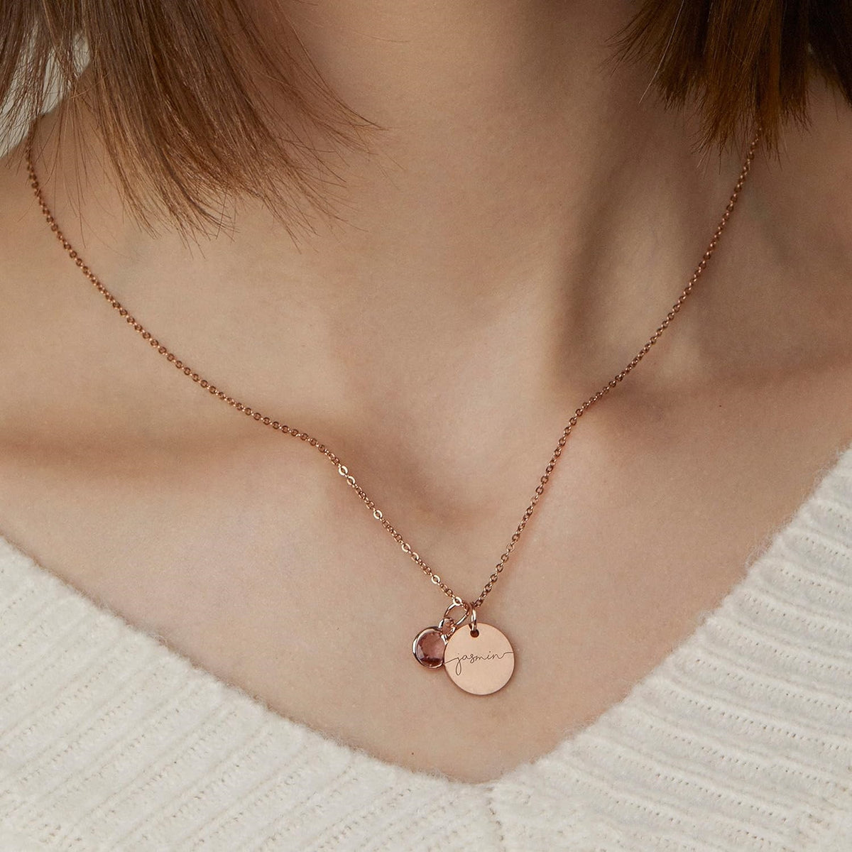 Personalised Birthstone Disc Necklace