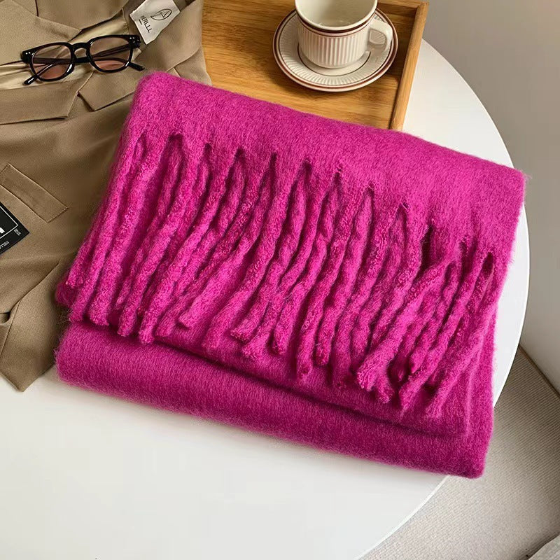 Thick Mohair Fluffy Scarf Warm Plush
