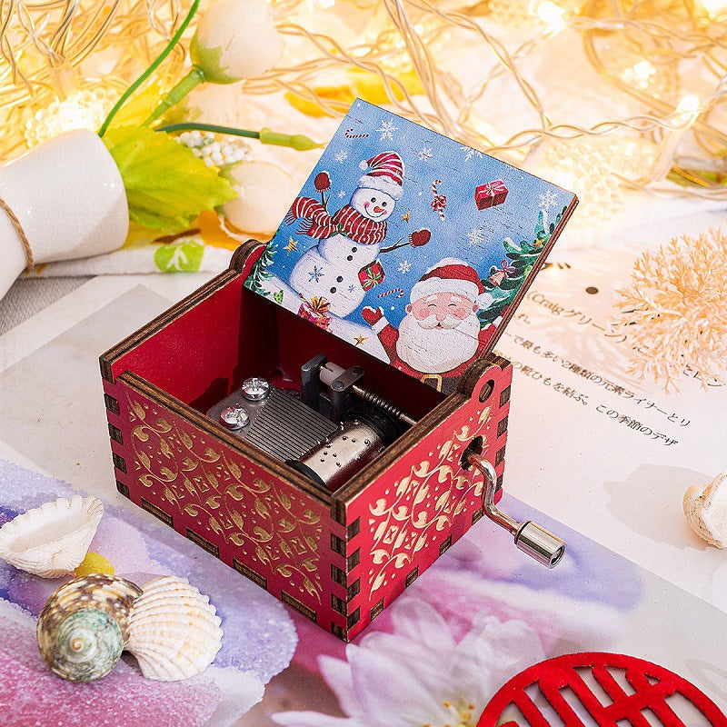 Hand-Crank Wooden Christmas Music Box