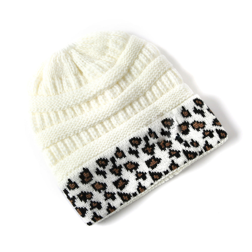 Beanie Warm Leopard Print Knitted Hat