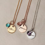 Personalised Birthstone Disc Necklace