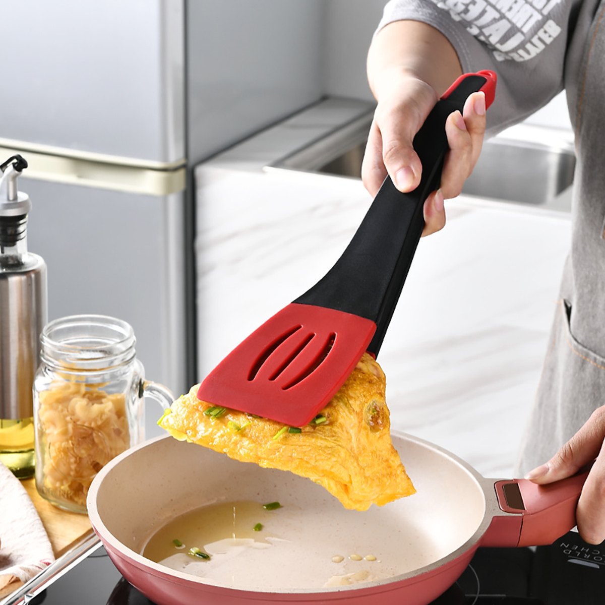 3 In 1 Frying Spatula Clip Silicone
