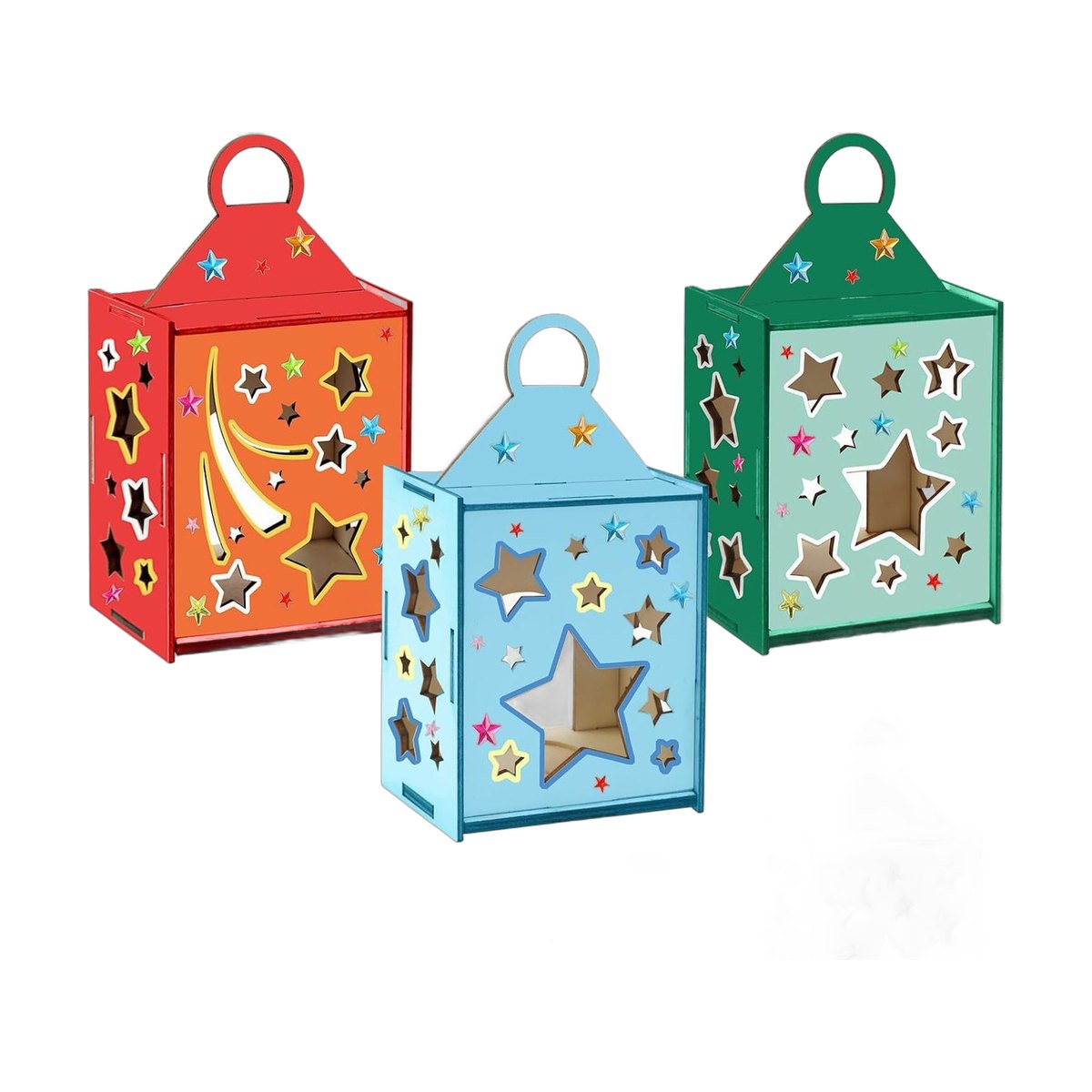 3-piece Star-shaped Lantern Craft Kit Wooden Decor
