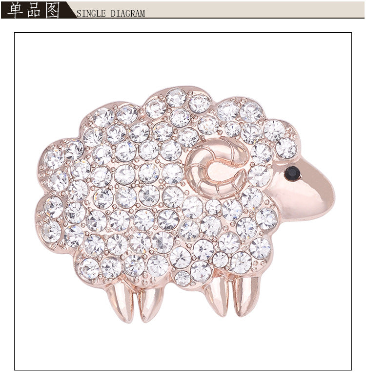Zodiac Sheep Brooch Rhinestone