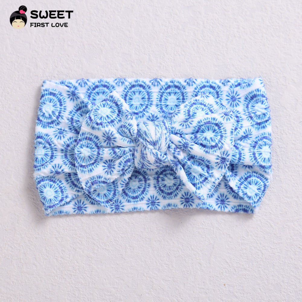 Children's Wide-brimmed Elastic Bow Baby Printed Headband