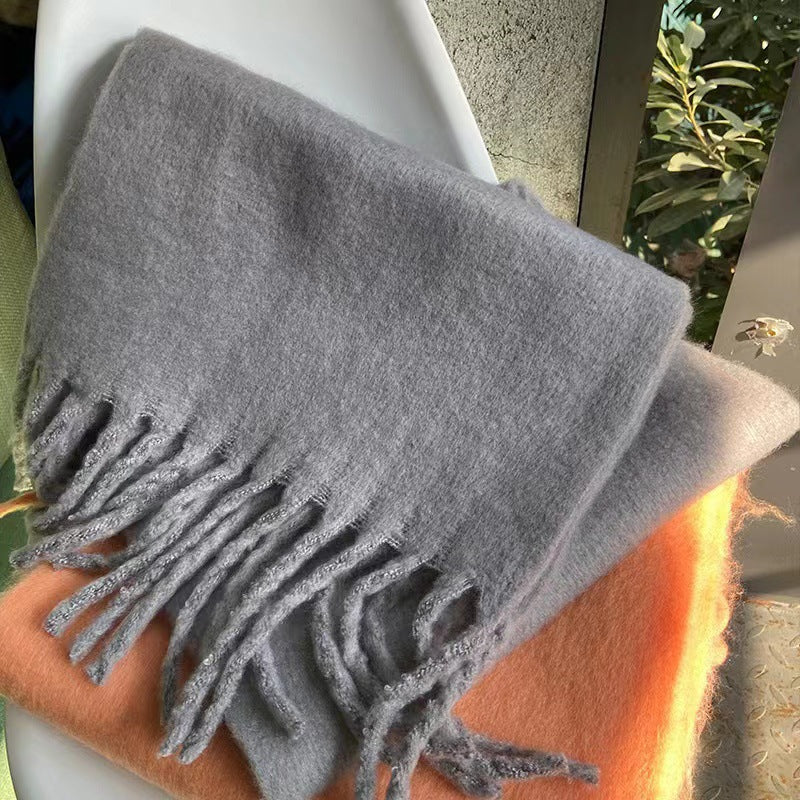 Thick Mohair Fluffy Scarf Warm Plush