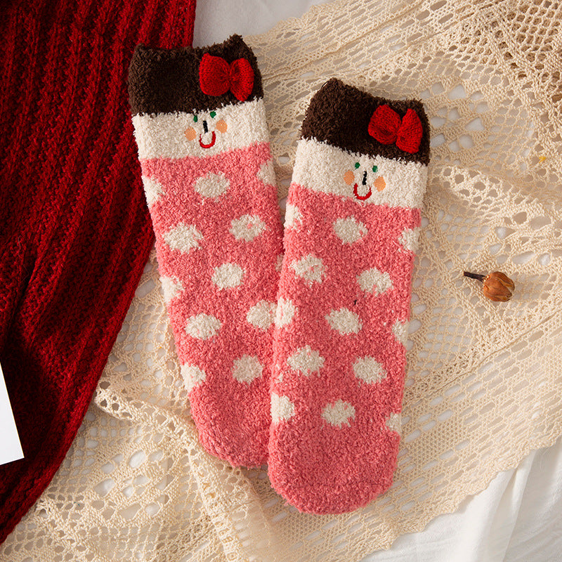 Coral Fleece Christmas Tube Socks