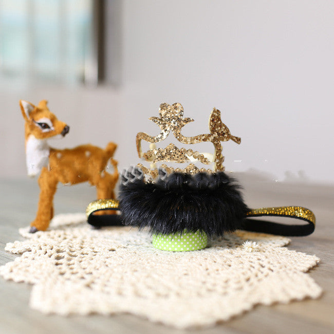 Fluffy Crown Christmas Headband