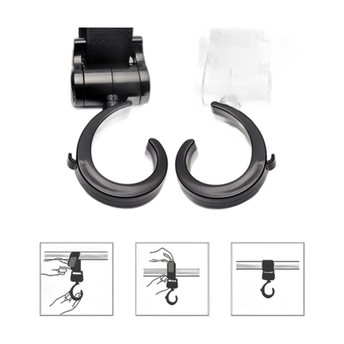 360° Stroller Hooks (2 pcs)