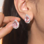 Explosions All Copper Earrings Drop Ruby Rhinestone