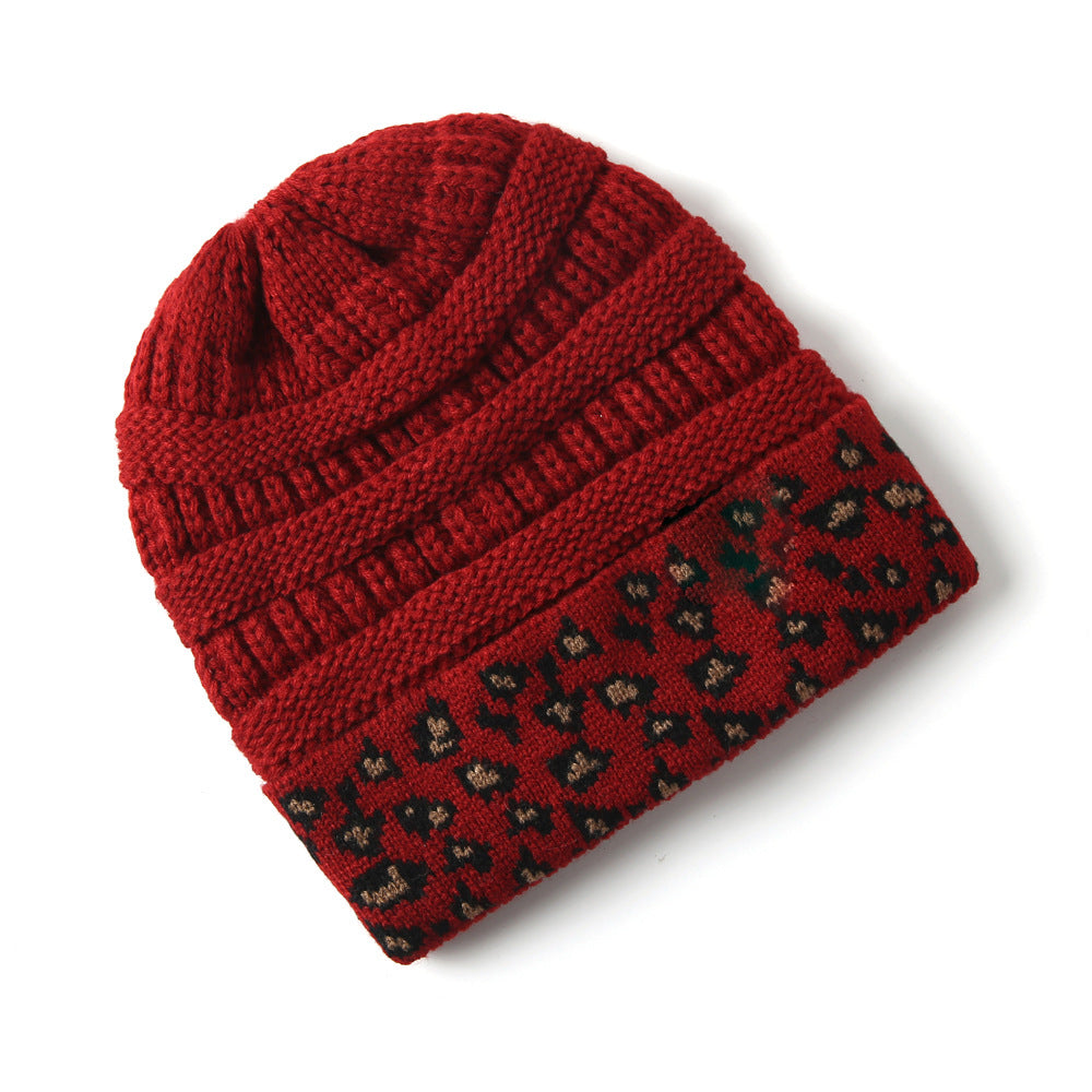 Beanie Warm Leopard Print Knitted Hat