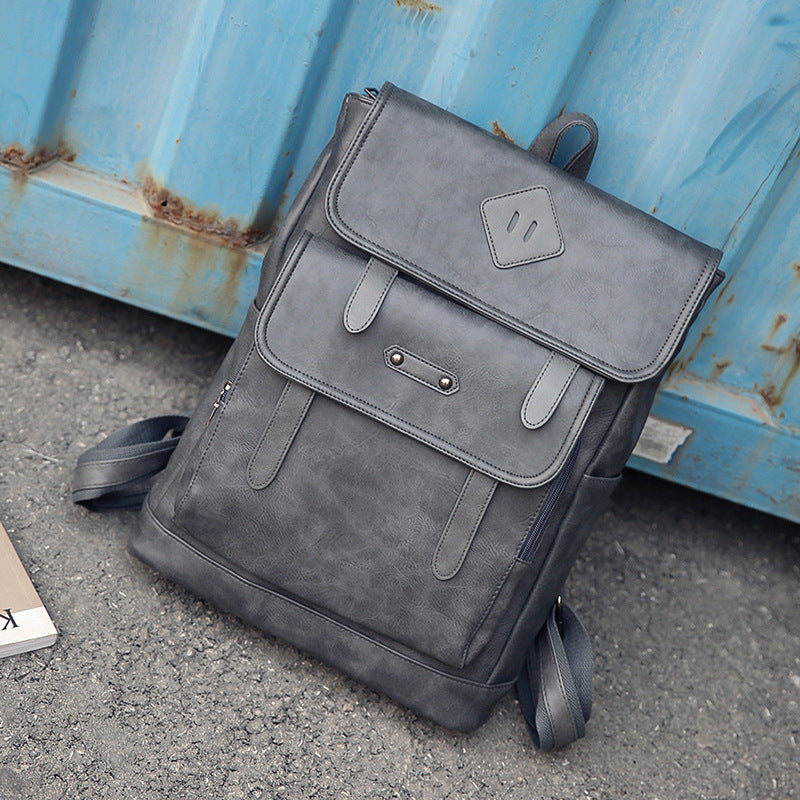 Color Leather Retro Backpack Laptop Computer On