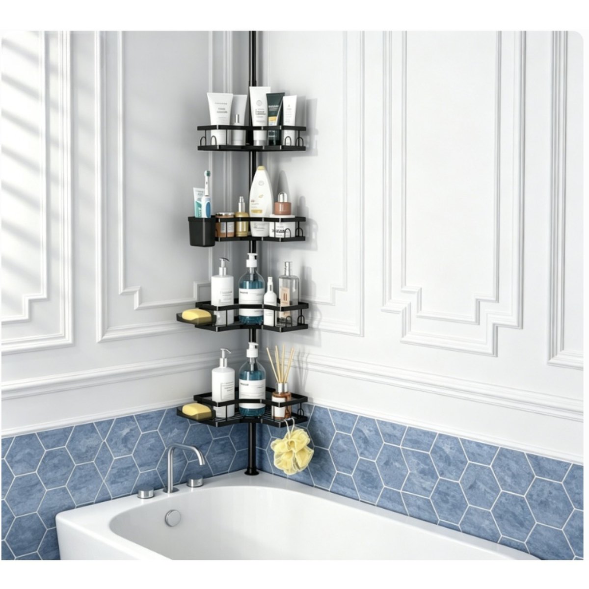 4-Tier Telescopic Shower Shelf