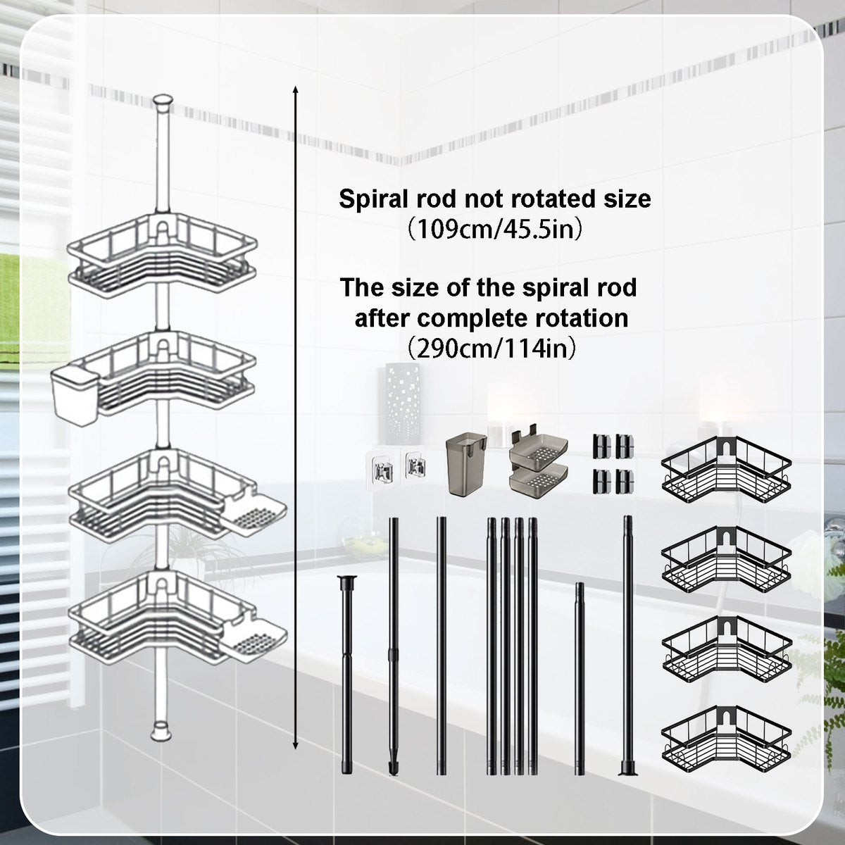 4-Tier Telescopic Shower Shelf