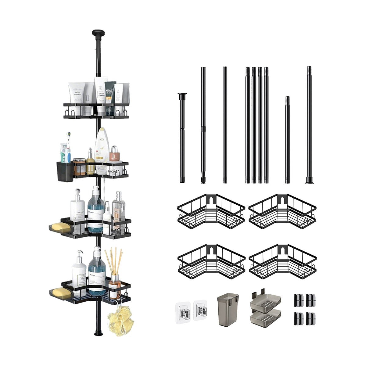 4-Tier Telescopic Shower Shelf