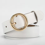 Retro Pure Leather Belt Round Buckle Fine