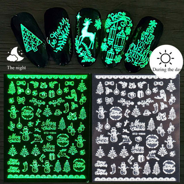 Glow-in-the-Dark Christmas Nail Stickers