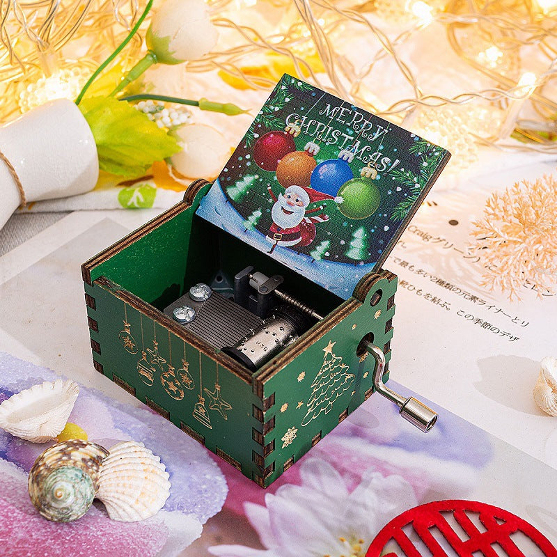 Hand-Crank Wooden Christmas Music Box