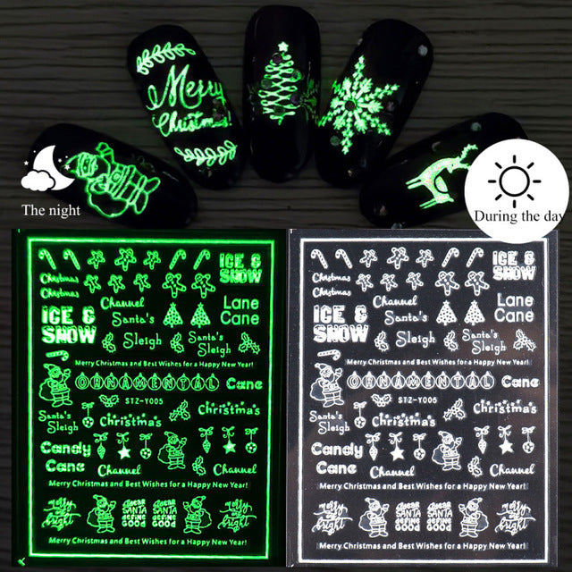 Glow-in-the-Dark Christmas Nail Stickers