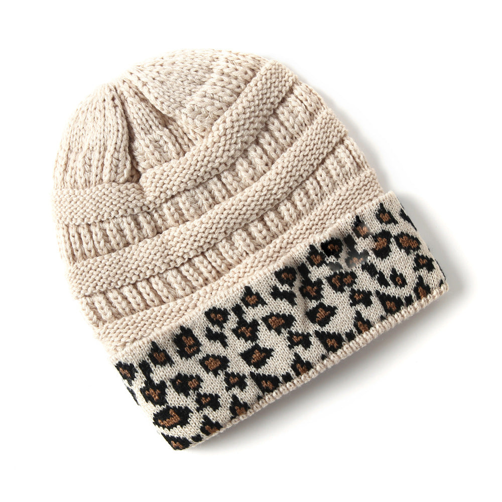 Beanie Warm Leopard Print Knitted Hat