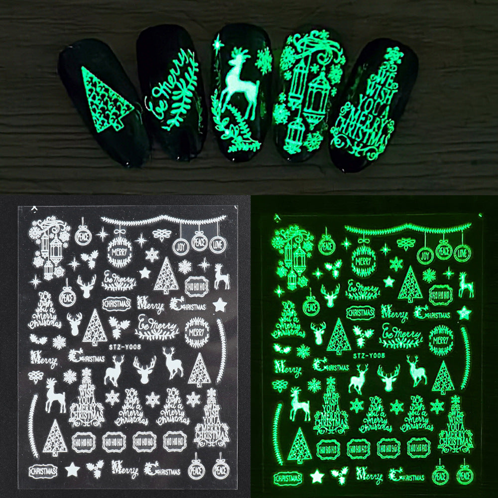 Glow-in-the-Dark Christmas Nail Stickers